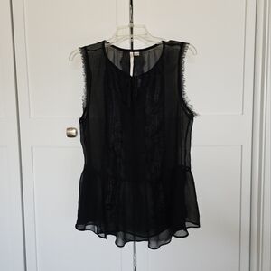 Lauren Conrad sheer peplum blouse size L